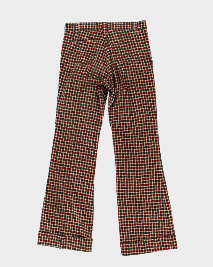 Vintage 70s Farah Dogtooth Cord Flared Trousers - W32