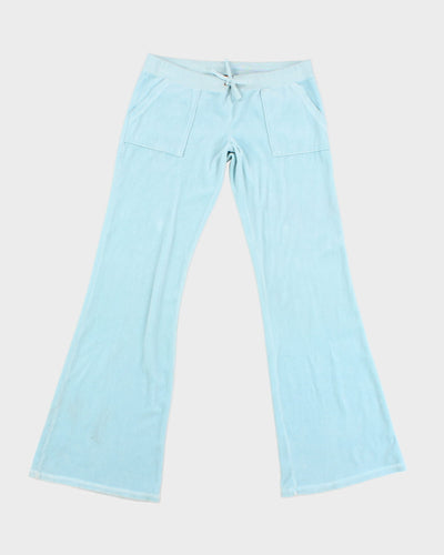 Y2K 00s Juicy Couture Blue Velour Tracksuit Bottoms - W36 L33