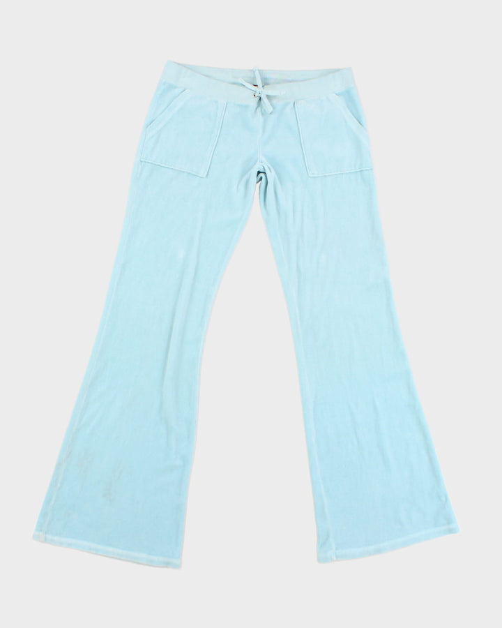 Y2K 00s Juicy Couture Blue Velour Tracksuit Bottoms - W36 L33