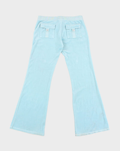 Y2K 00s Juicy Couture Blue Velour Tracksuit Bottoms - W36 L33