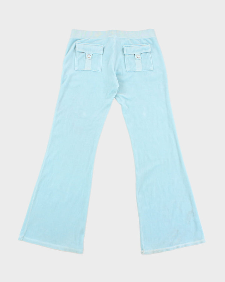 Y2K 00s Juicy Couture Blue Velour Tracksuit Bottoms - W36 L33