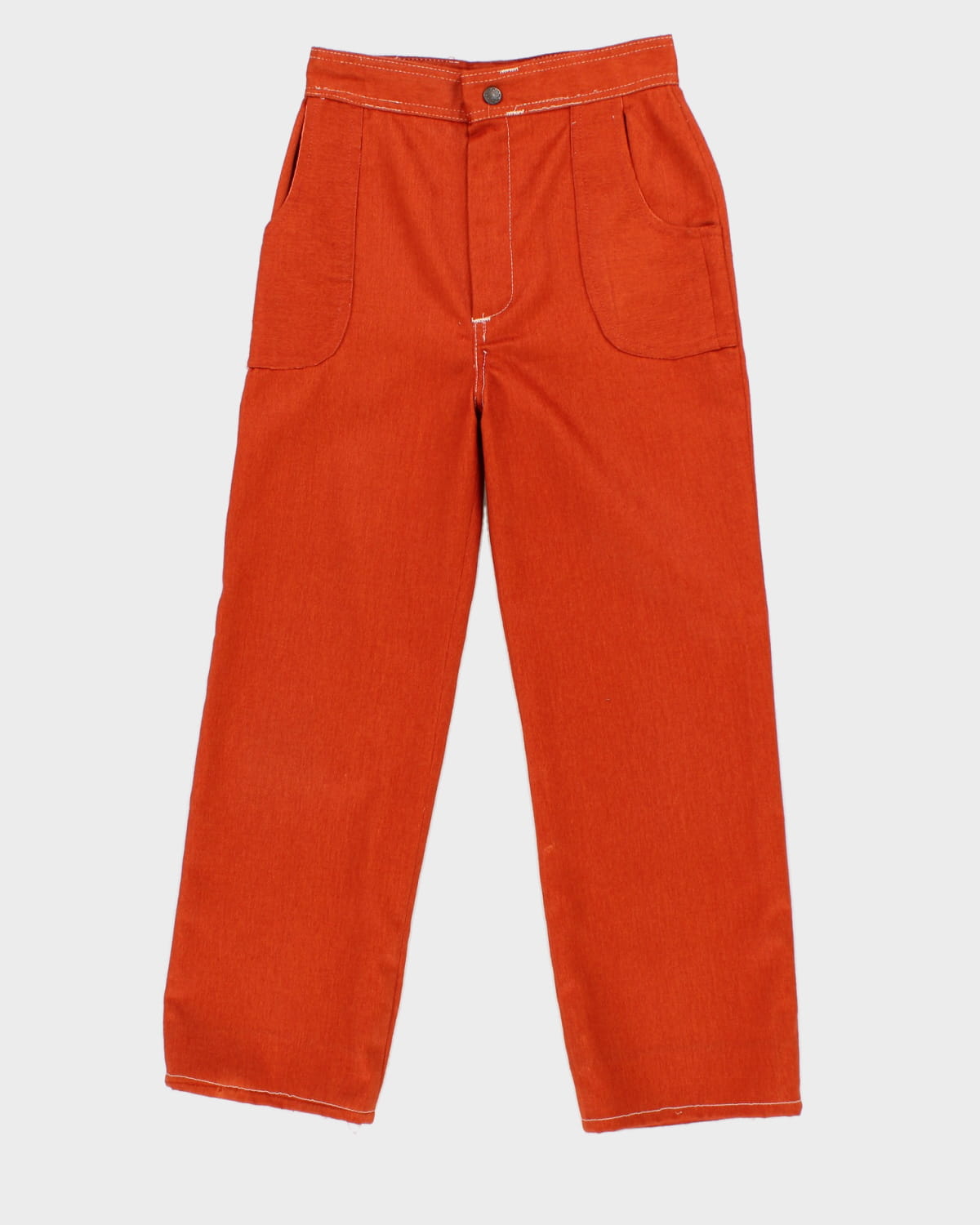 Vintage Burnt Orange Cactus Embroidered Trousers - W24 L23