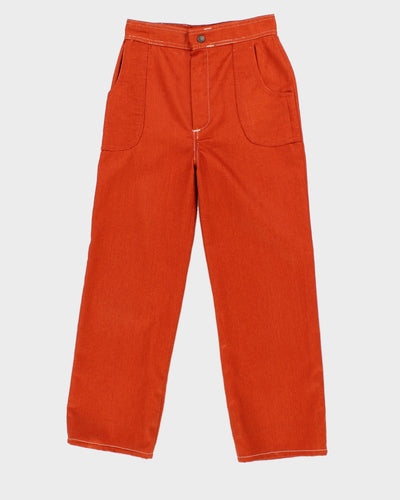 Vintage Burnt Orange Cactus Embroidered Trousers - W24 L23