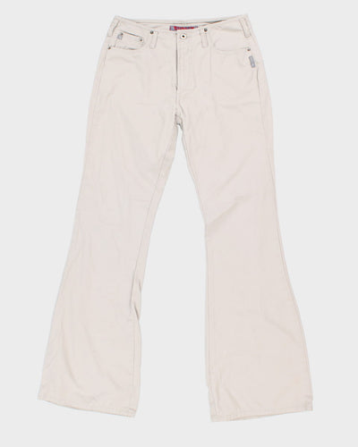 Vintage 90s Silver Cream Trousers - W32 L36