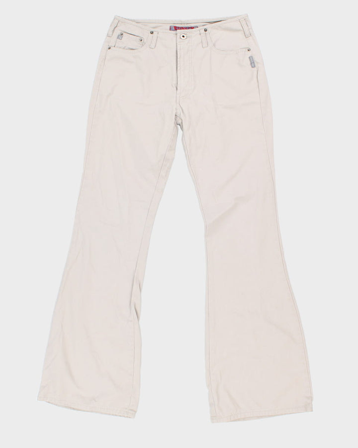Vintage 90s Silver Cream Trousers - W32 L36