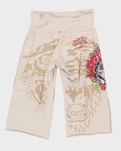 Womens Beige Ed Hardy Culotte Sweatpants - M