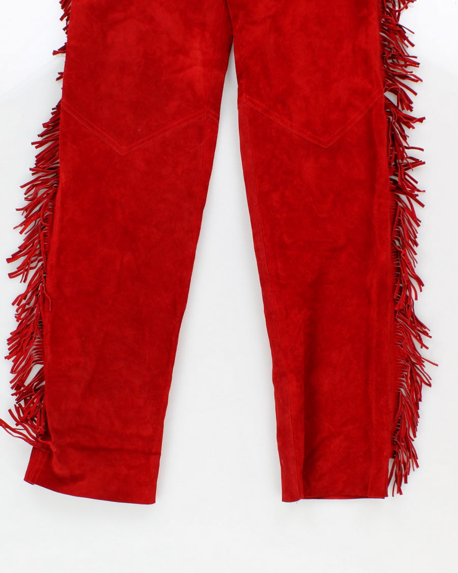 Womens Vintage 1980s Giorgio Red Suede Fringe Trousers - S