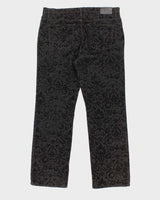 Womens Black Velvet Floral Pattern Ralph Lauren Trousers - M
