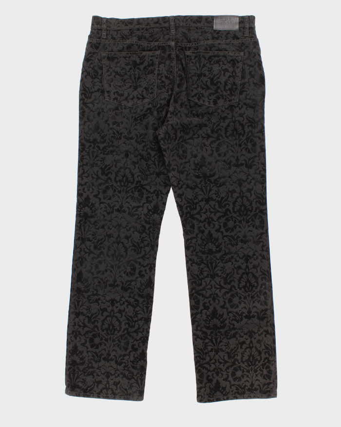 Womens Black Velvet Floral Pattern Ralph Lauren Trousers - M