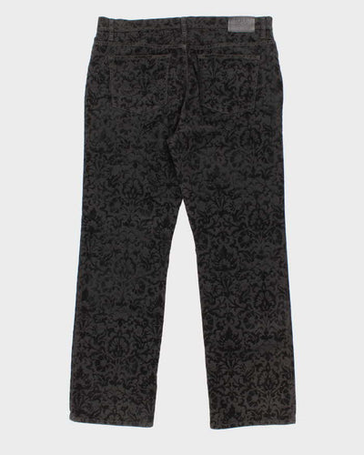 Womens Black Velvet Floral Pattern Ralph Lauren Trousers - M