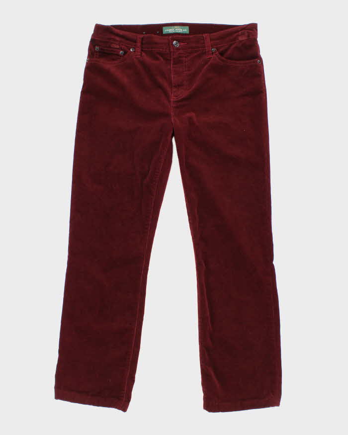 Womens Burgundy Ralph Lauren Corduroy Trousers - W34 L27