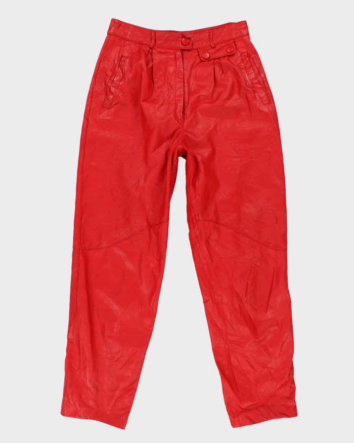 Womens 1980s Red Leather Classic Fit Trousers - S