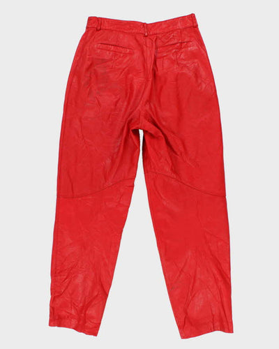 Womens 1980s Red Leather Classic Fit Trousers - S