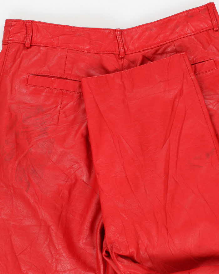 Womens 1980s Red Leather Classic Fit Trousers - S