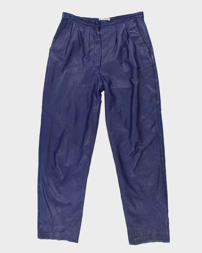 Vintage Woman's Blue Leather Trousers - W32