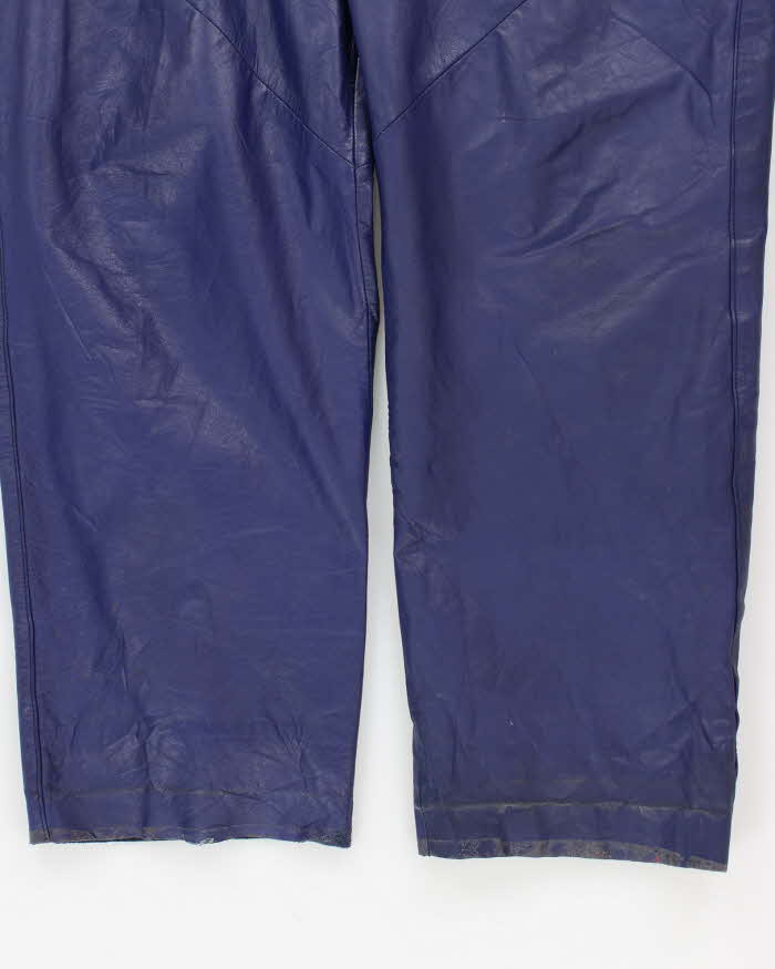 Vintage Woman's Blue Leather Trousers - W32