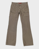Y2K 00s Khaki Cargo Trousers - W30 L31