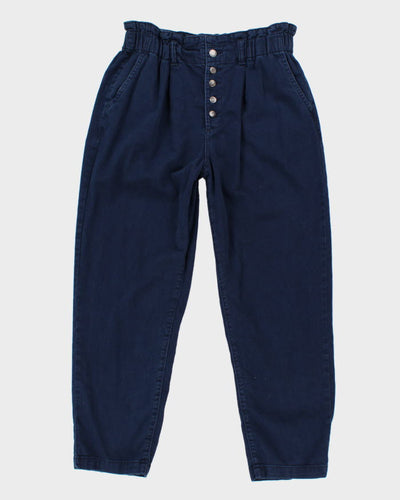 Women's Navy Paper bag Waist Trousers - W32 L26