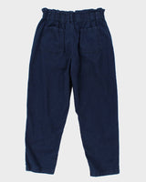 Women's Navy Paper bag Waist Trousers - W32 L26