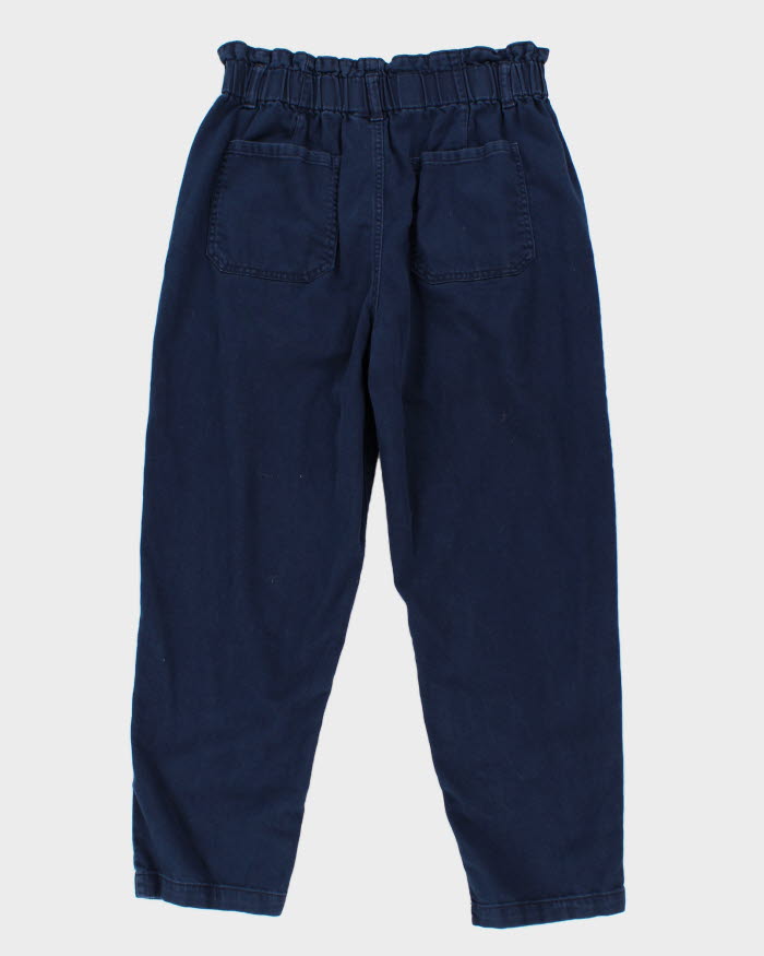 Women's Navy Paper bag Waist Trousers - W32 L26