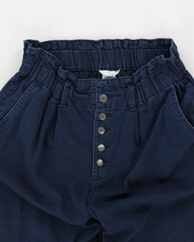 Women's Navy Paper bag Waist Trousers - W32 L26
