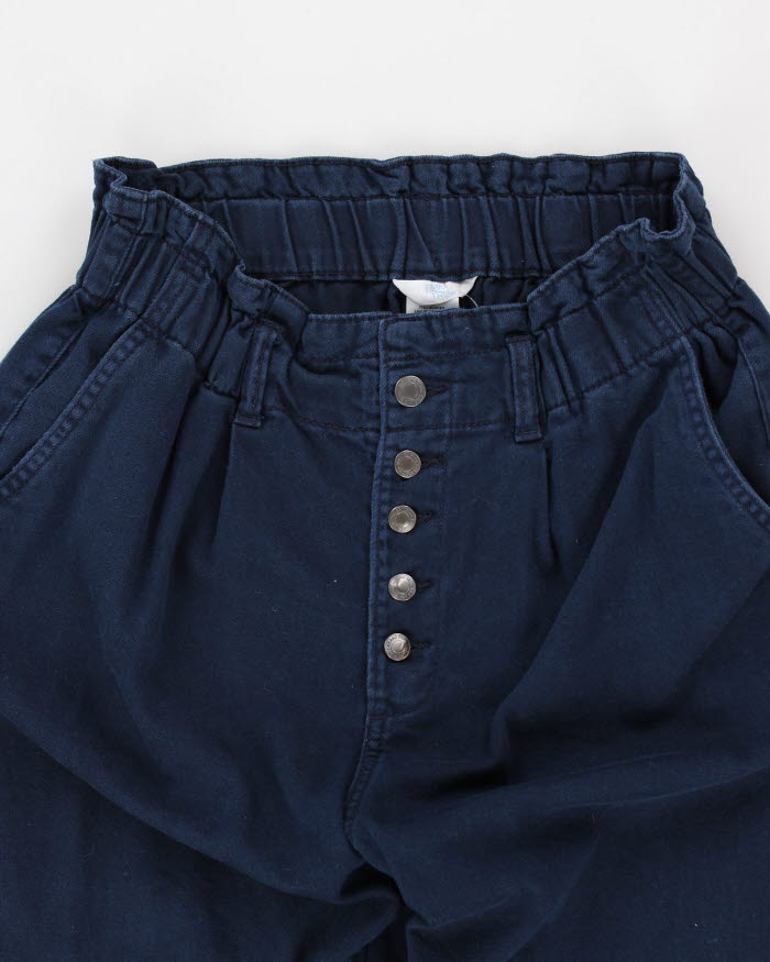 Women's Navy Paper bag Waist Trousers - W32 L26