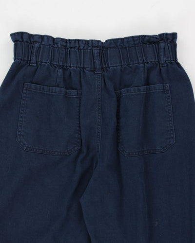 Women's Navy Paper bag Waist Trousers - W32 L26