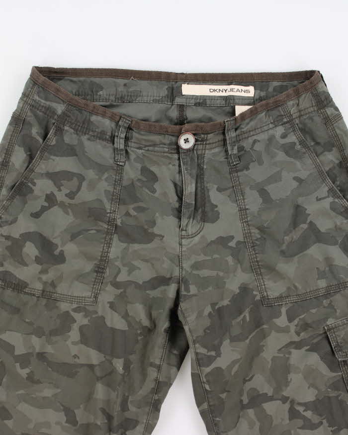 Y2k 00s DKNY Camouflage Cropped Cargo Trousers - W32