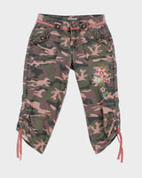 Y2k 00s Pink Camouflage Capri Trousers - W26