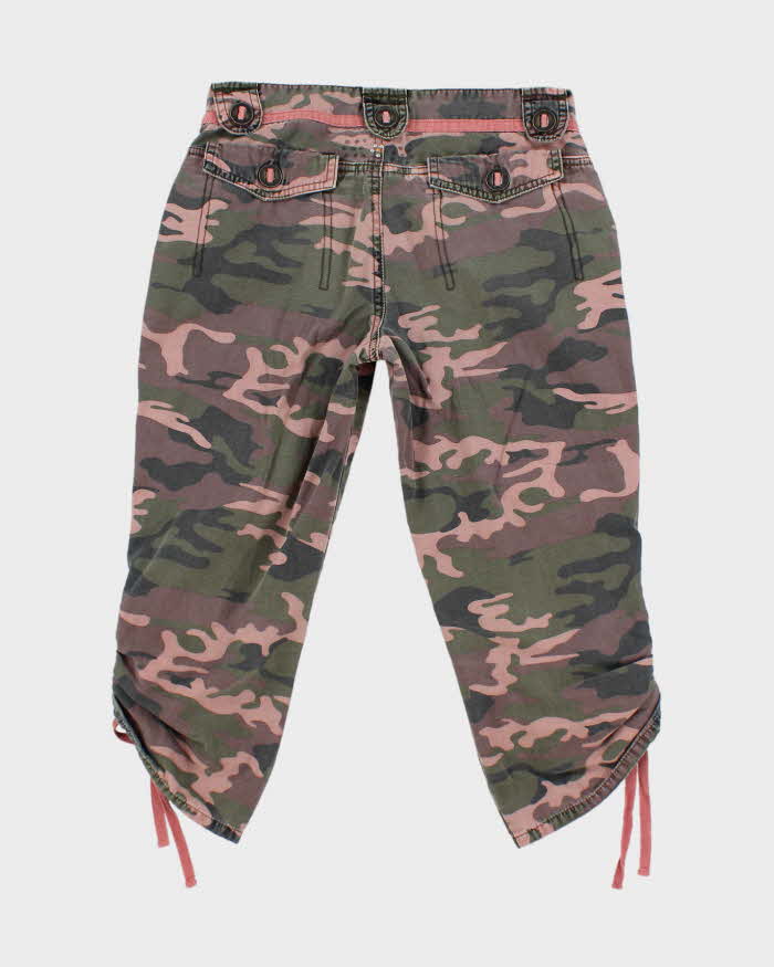 Y2k 00s Pink Camouflage Capri Trousers - W26