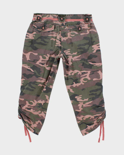 Y2k 00s Pink Camouflage Capri Trousers - W26