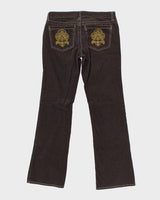 Y2k 00s Embroidered Cord Trousers - W31 L31