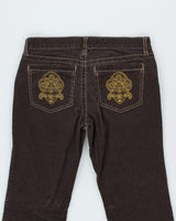 Y2k 00s Embroidered Cord Trousers - W31 L31