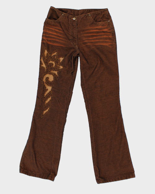 Y2k 00s Yukko Embroidered Cord Trousers - W28 L31