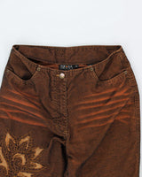 Y2k 00s Yukko Embroidered Cord Trousers - W28 L31