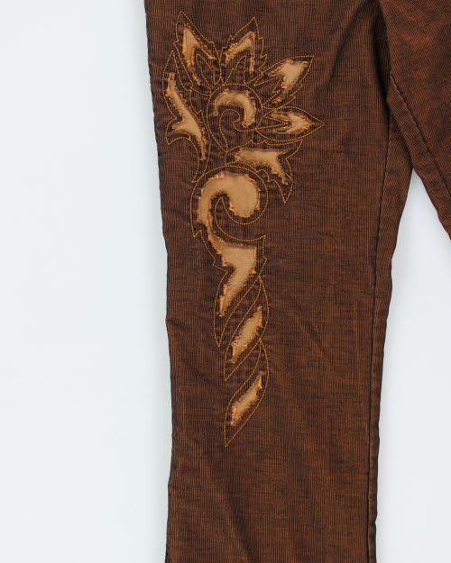 Y2k 00s Yukko Embroidered Cord Trousers - W28 L31