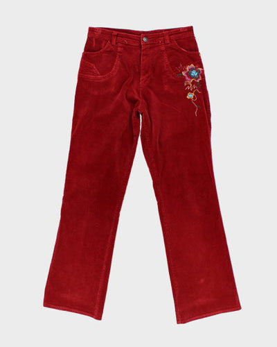 Embroidered Beaded Corduroy Trousers - W28 L28