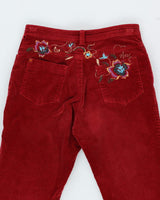 Embroidered Beaded Corduroy Trousers - W28 L28