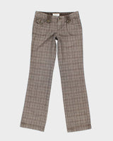 Y2k 00s Esprit Brown Checked Trousers - W28 L31