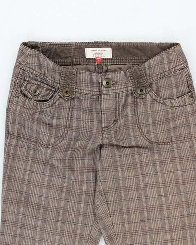 Y2k 00s Esprit Brown Checked Trousers - W28 L31