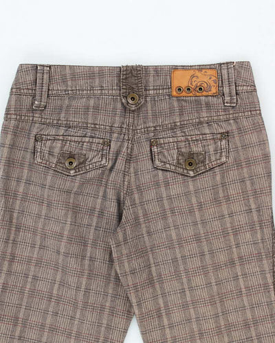 Y2k 00s Esprit Brown Checked Trousers - W28 L31