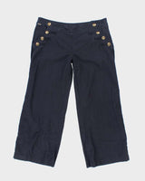 Burberry Navy Linen Trousers - W36 L27