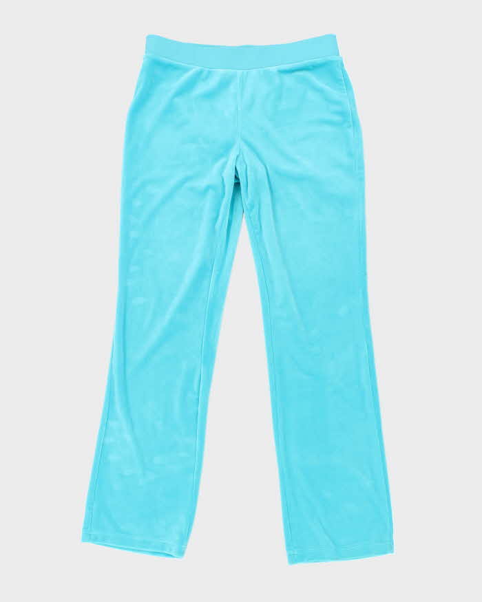Y2k 00s Juicy Couture Blue Velour Tracksuit Bottoms - M