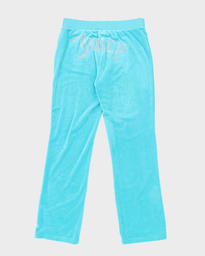 Y2k 00s Juicy Couture Blue Velour Tracksuit Bottoms - M