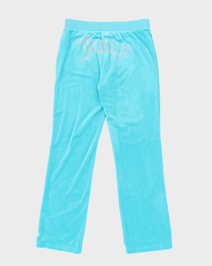 Y2k 00s Juicy Couture Blue Velour Tracksuit Bottoms - M