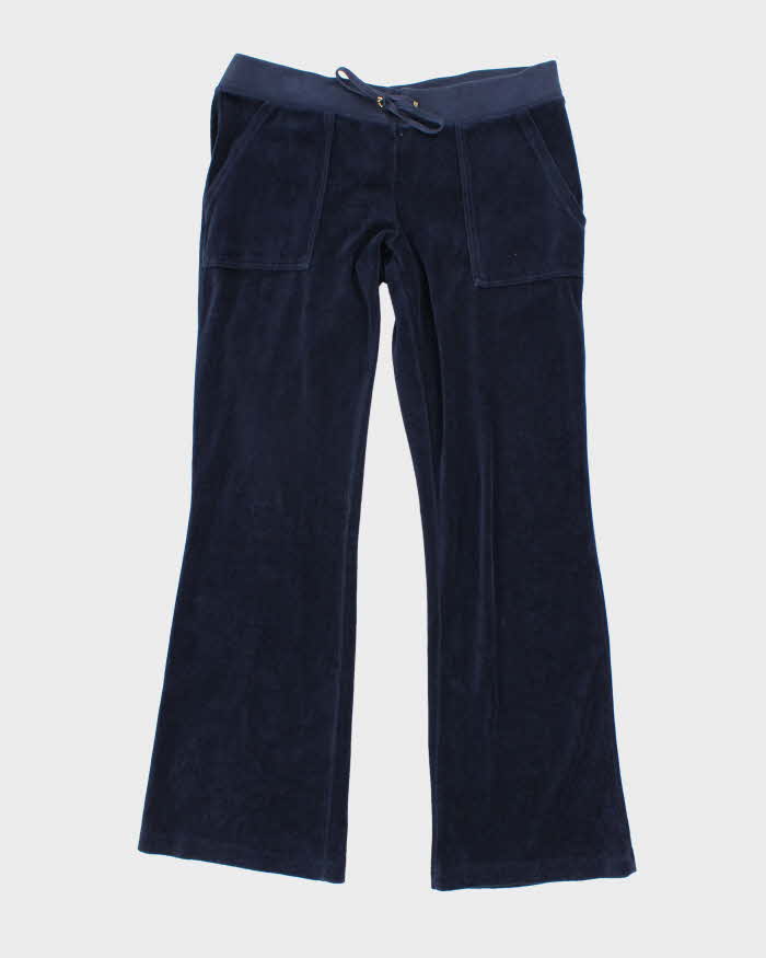 Vintage Y2k 00s Juicy Couture Blue Velour Tracksuit Bottoms - L