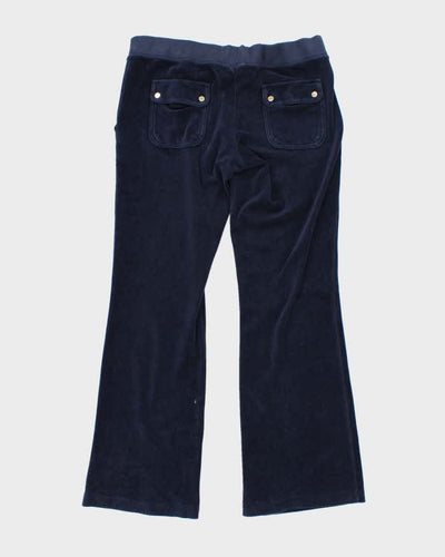 Vintage Y2k 00s Juicy Couture Blue Velour Tracksuit Bottoms - L