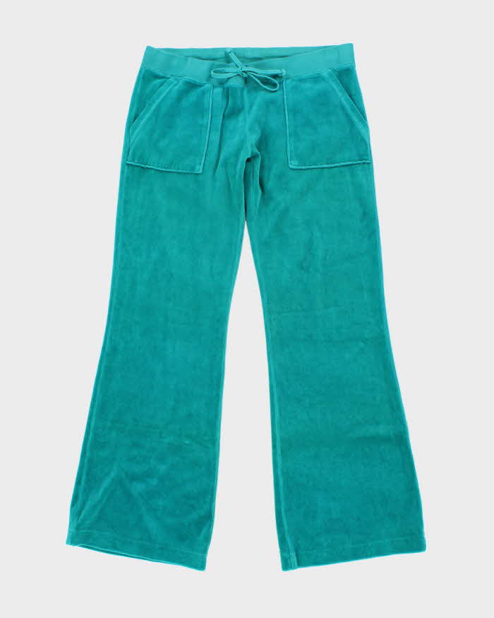 Vintage Y2k 00s Juicy Couture Turquoise Velour Tracksuit Bottoms - S