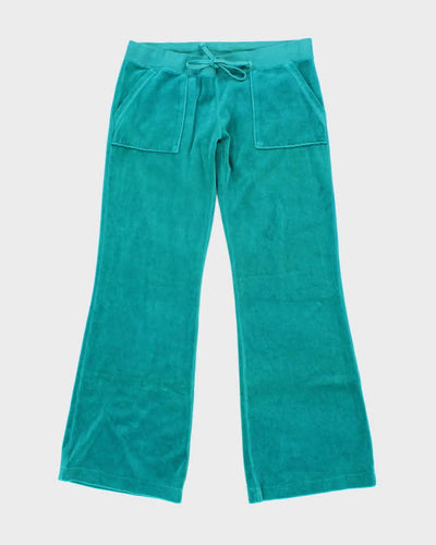 Vintage Y2k 00s Juicy Couture Turquoise Velour Tracksuit Bottoms - S