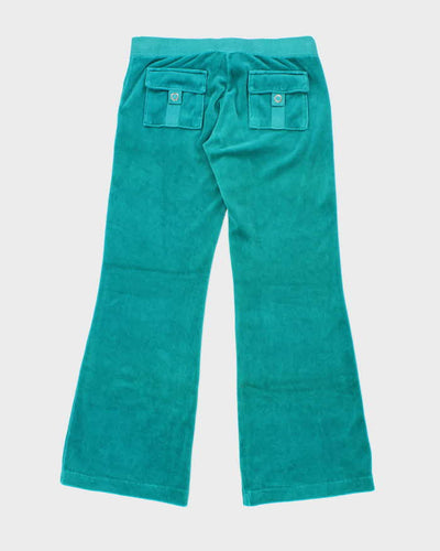Vintage Y2k 00s Juicy Couture Turquoise Velour Tracksuit Bottoms - S